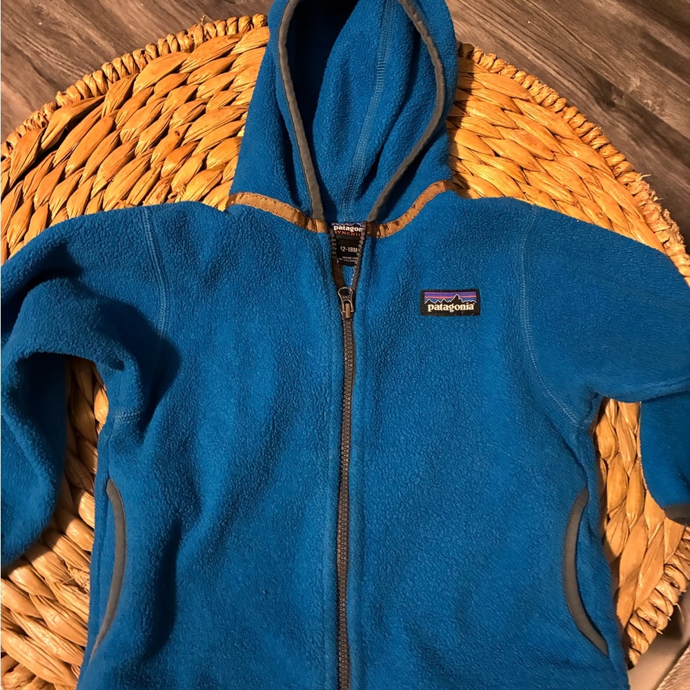 Patagonia Kids Bright Blue Fleece Hoodie